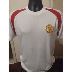 Manchester United Soccer Jjersey T-Shirt Mens Small S White Red Patch Logo